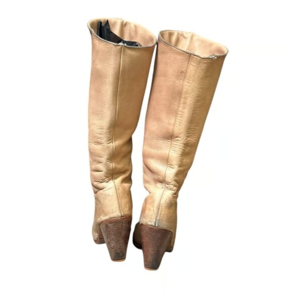 Vintage Zodiac knee high tan leather boots 7 M - Picture 3 of 5